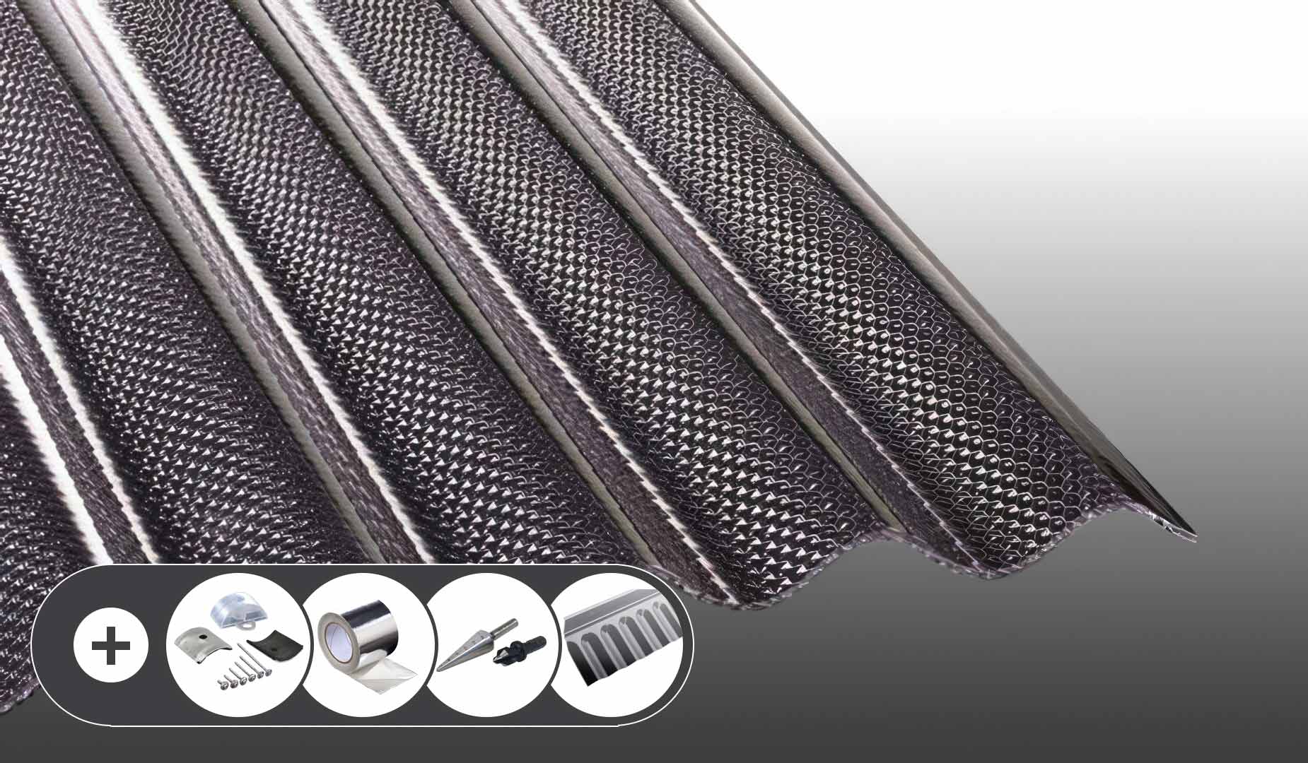 Polycarbonat Wellplatten mit Wabenstruktur - Lichtgrau im Set